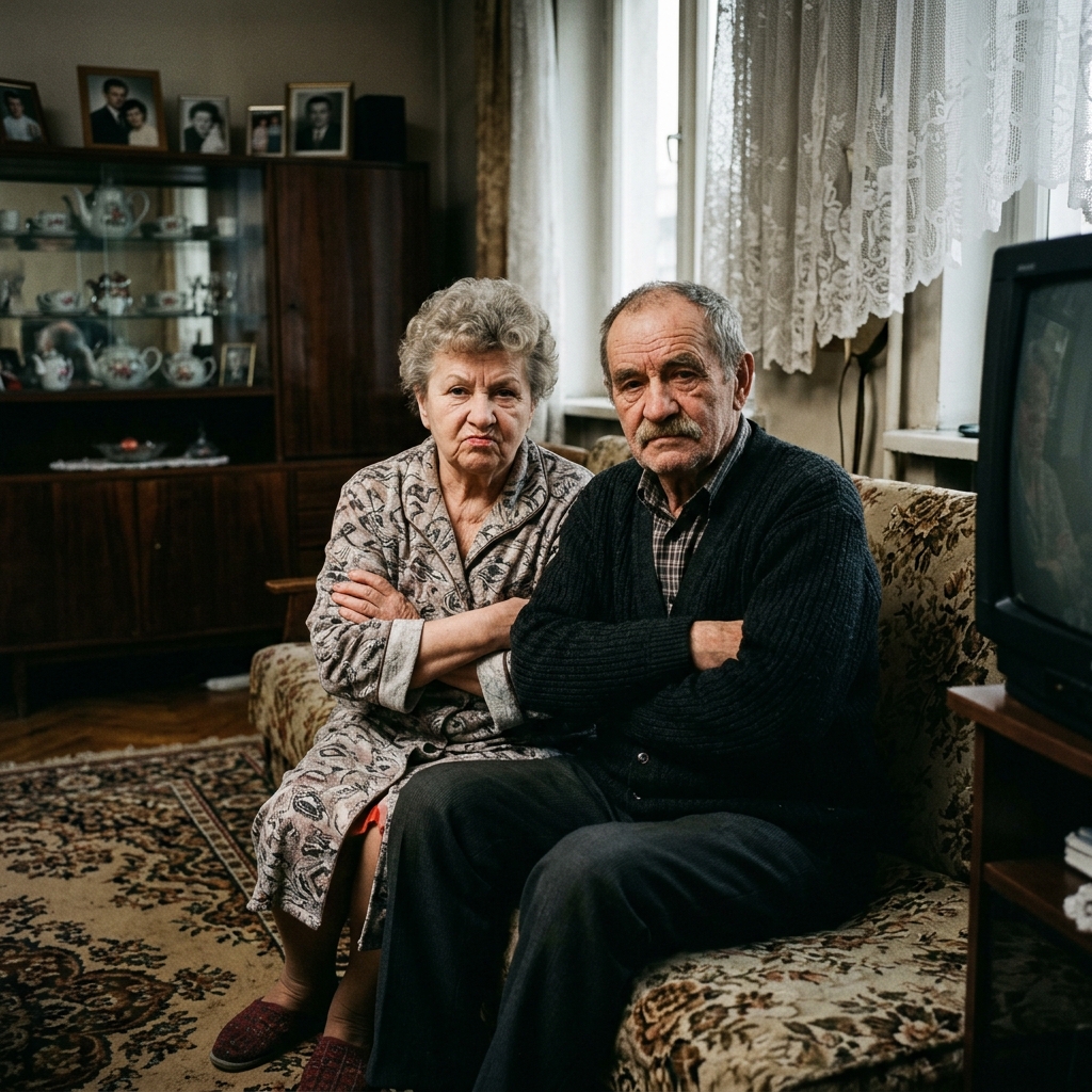 Realistyczny i surowy kadr na dokumentację bardzo zżytego, ale skrajnie defensywnego, nieufnego polskiego starszego małżeństwa.