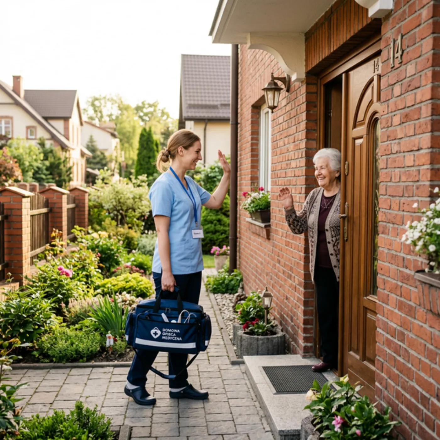Opiekunka z torbą medyczną przyjeżdżająca do domu seniora — kompleksowe usługi opiekuńcze jesiennie.pl